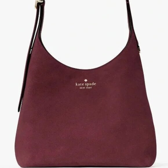 Kate Spade 454 dark merlot small shoulder bag- suede - Picture 2 of 6